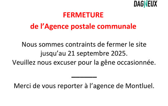 fermeture temporaire agence postale